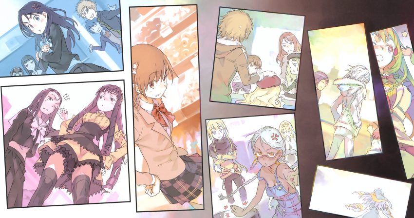 5boys, 6+girls, a_certain_high_school_uniform, absurdres, accelerator_(toaru_majutsu_no_index), anger_vein, aogami_pierce, belt