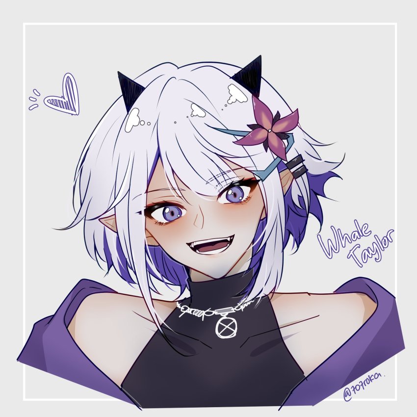 1boy, 707roka, animal_ears, bare_shoulders, bishounen, fake_animal_ears, flower, hair_flower