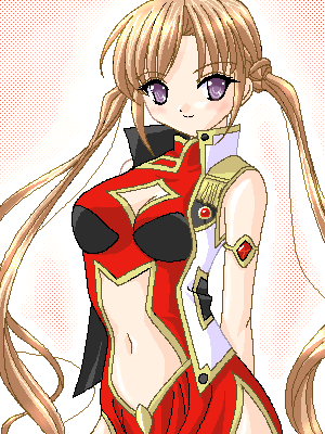 1girl, breasts, broccoli_(company), brown_hair, cosplay, female_focus, galaxy_angel, gradient_background