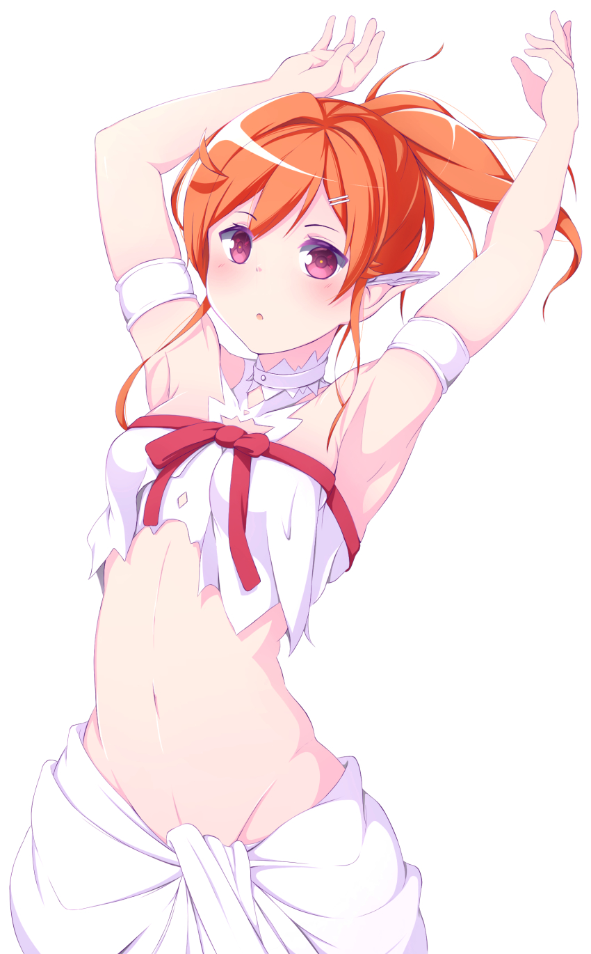 1girl, absurdres, arm_strap, armband, armpits, arms_up, asuna_(sao), breasts