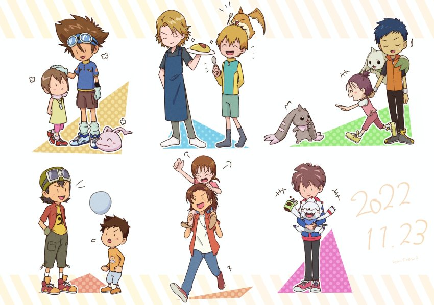 amanokawa_hiro, brother_and_sister, brothers, brown_hair, daimon_chika, daimon_masaru_(digimon_savers), digimon, dinosaur