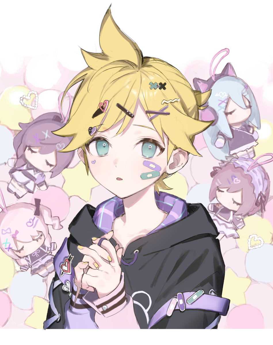 1boy, 25-ji_len, 25-ji_nightcord_de._(project_sekai), akiyama_mizuki, animal_ear_headphones, animal_ears, aqua_eyes, asahina_mafuyu