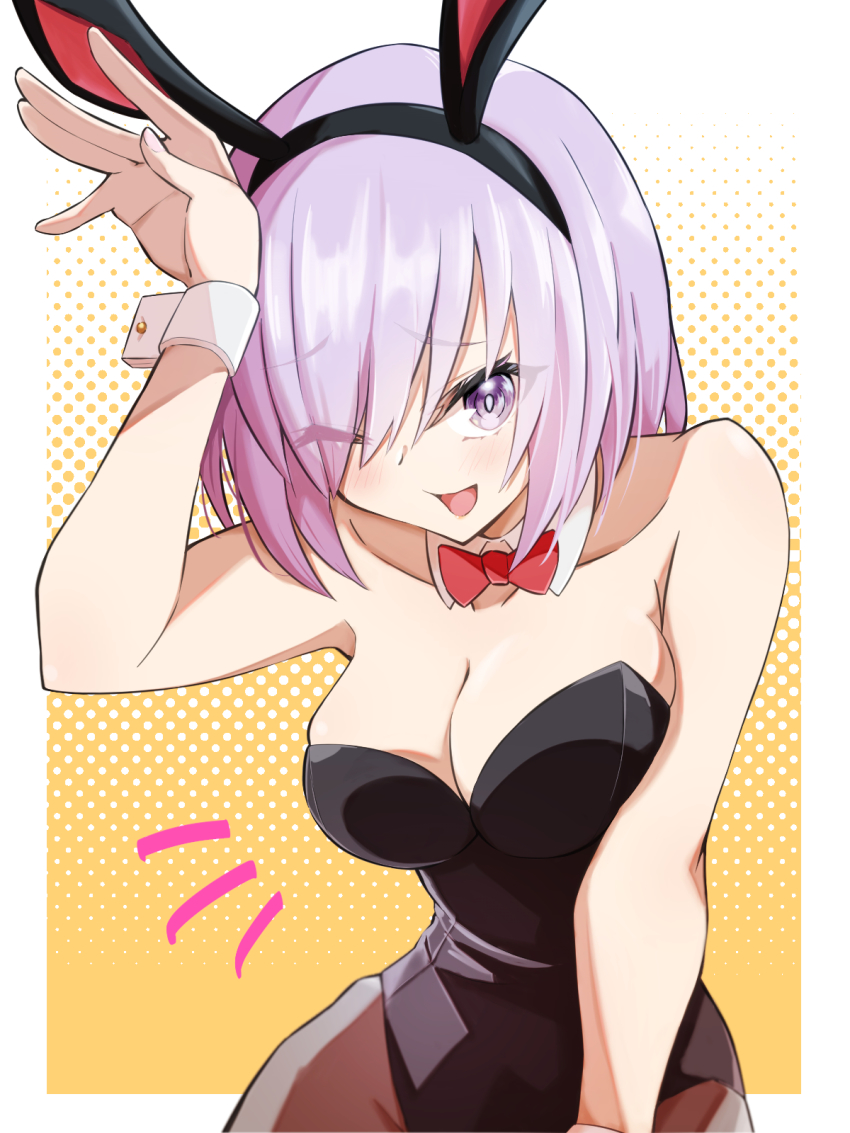 1girl, animal_ears, black_leotard, bow, bowtie, breasts, detached_collar, fake_animal_ears