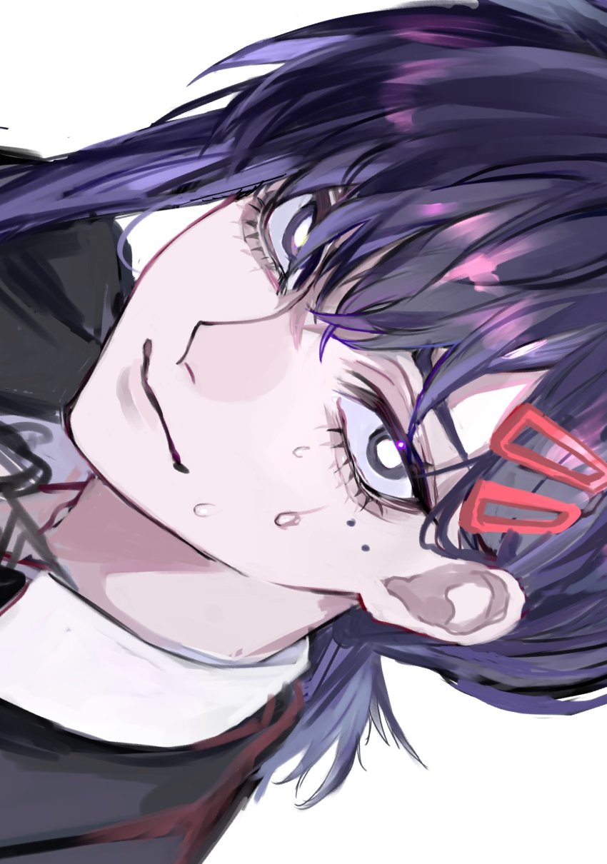 1girl, ancoo_mm, chainsaw_man, collared_shirt, hair_ornament, hairclip, higashiyama_kobeni, highres