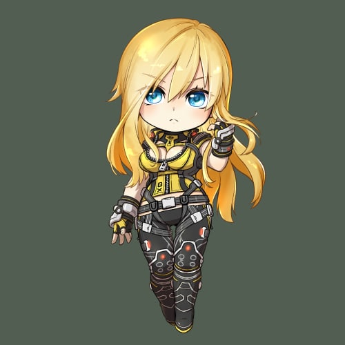 1girl, blonde_hair, blue_eyes, breasts, cleavage, elena_(star_ocean), long_hair, lowres