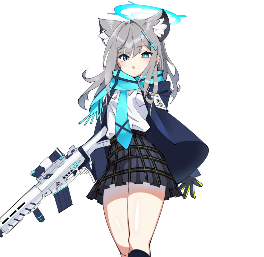 1girl, blue_archive, gun, mknnkm2, shiroko_(blue_archive), solo, tagme, weapon