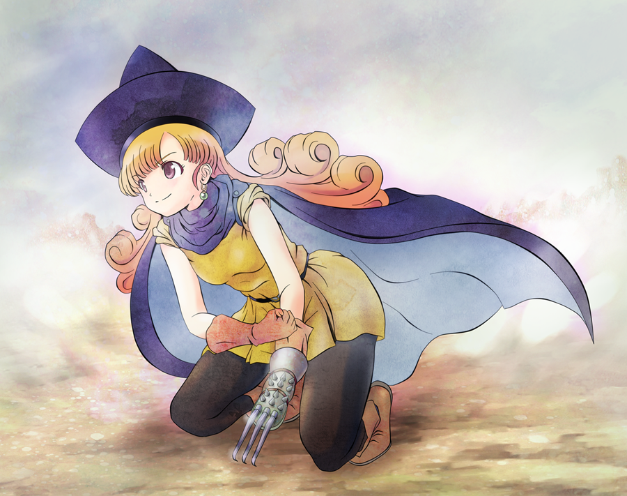 alena_(dq4), boots, cape, chunsoft, claws, curly_hair, dragon_quest, dragon_quest_iv