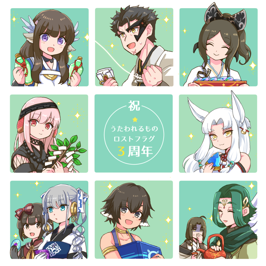 3boys, 6+girls, :3, ahoge, ainu_clothes, akuta_(utawarerumono:_lost_flag), animal_ears, aquaplus