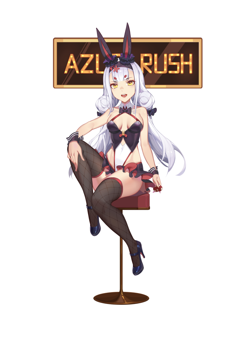 1girl, absurdres, animal_ears, azur_lane, black_thighhighs, breasts, extra_eyebrows, fishnet_thighhighs