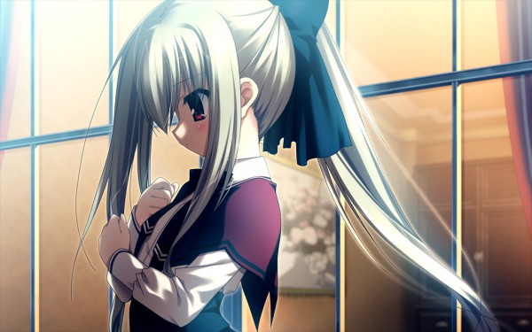 1girl, blush, chikotam, eden_they_were_only_two_on_the_planet, female_focus, grey_hair, kuroi_mimei, long_hair