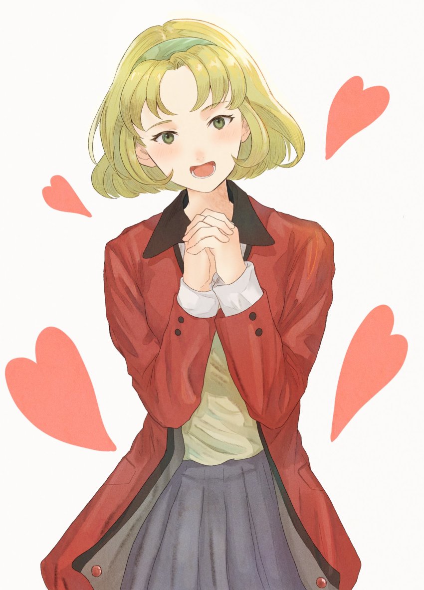 1girl, blonde_hair, breasts, gensou_suikoden, gensou_suikoden_ii, green_eyes, hairband, heart