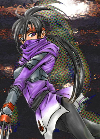 1girl, ayame_(suikoden), black_hair, female_focus, gensou_suikoden, gensou_suikoden_iii, headband, long_hair