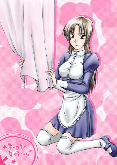 1girl, apron, breasts, brown_eyes, brown_hair, female_focus, gensou_suikoden, gensou_suikoden_i
