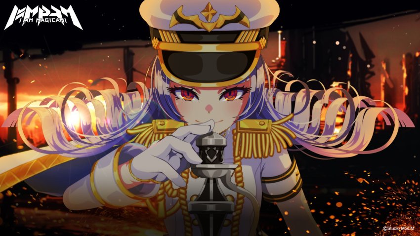 1girl, artist_request, highres, looking_at_viewer, luxuria_(magicami), magicami, military, military_uniform