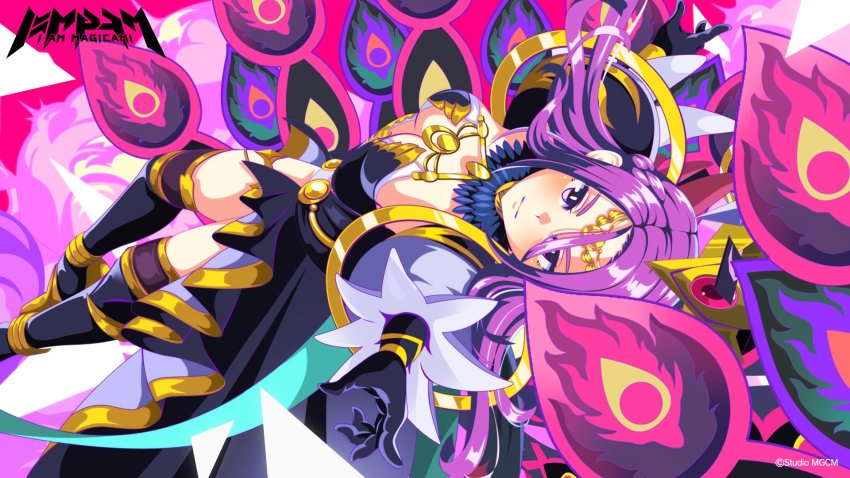 1girl, artist_request, highres, looking_at_viewer, magical_girl, magicami, official_art, official_wallpaper