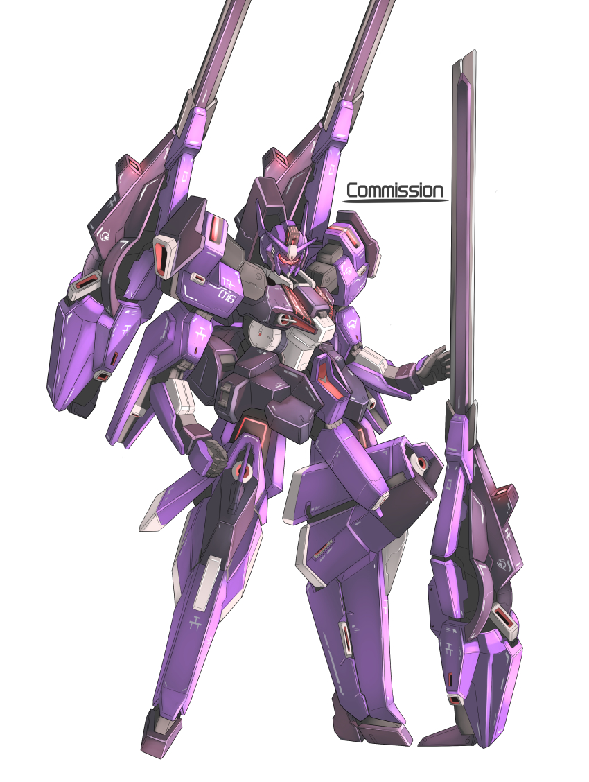 absurdres, advance_of_zeta, assault_visor, clenched_hand, commentary, commission, english_commentary, full_body