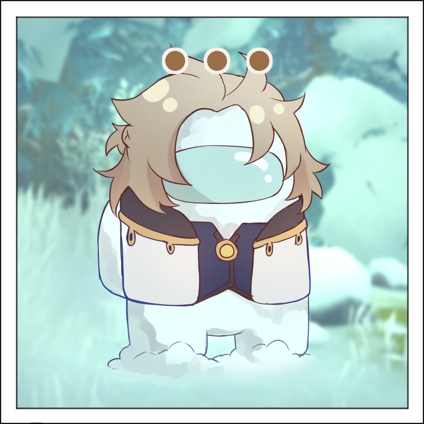 ..., 3d_background, albedo_(genshin_impact), albedo_(genshin_impact)_(cosplay), among_us, blurry, comic, commentary