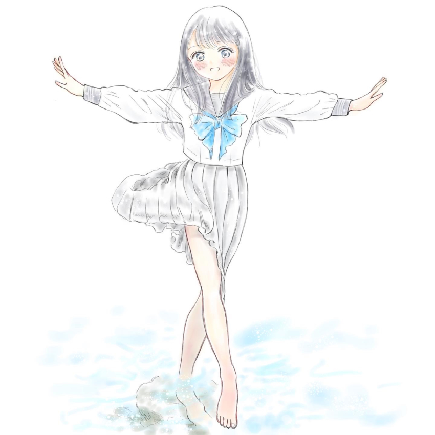 1girl, akebi-chan_no_serafuku, akebi_komichi, barefoot, cohaqur, highres, solo, tagme