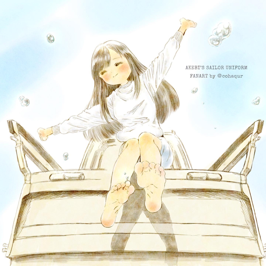 1girl, akebi-chan_no_serafuku, akebi_komichi, cohaqur, feet, highres, soles, solo, tagme