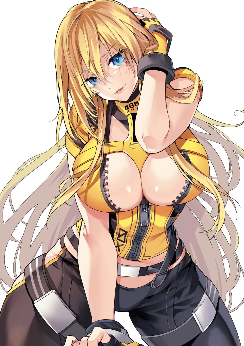 1girl, absurdres, artist_request, blonde_hair, blue_eyes, breasts, cleavage, elena_(star_ocean)