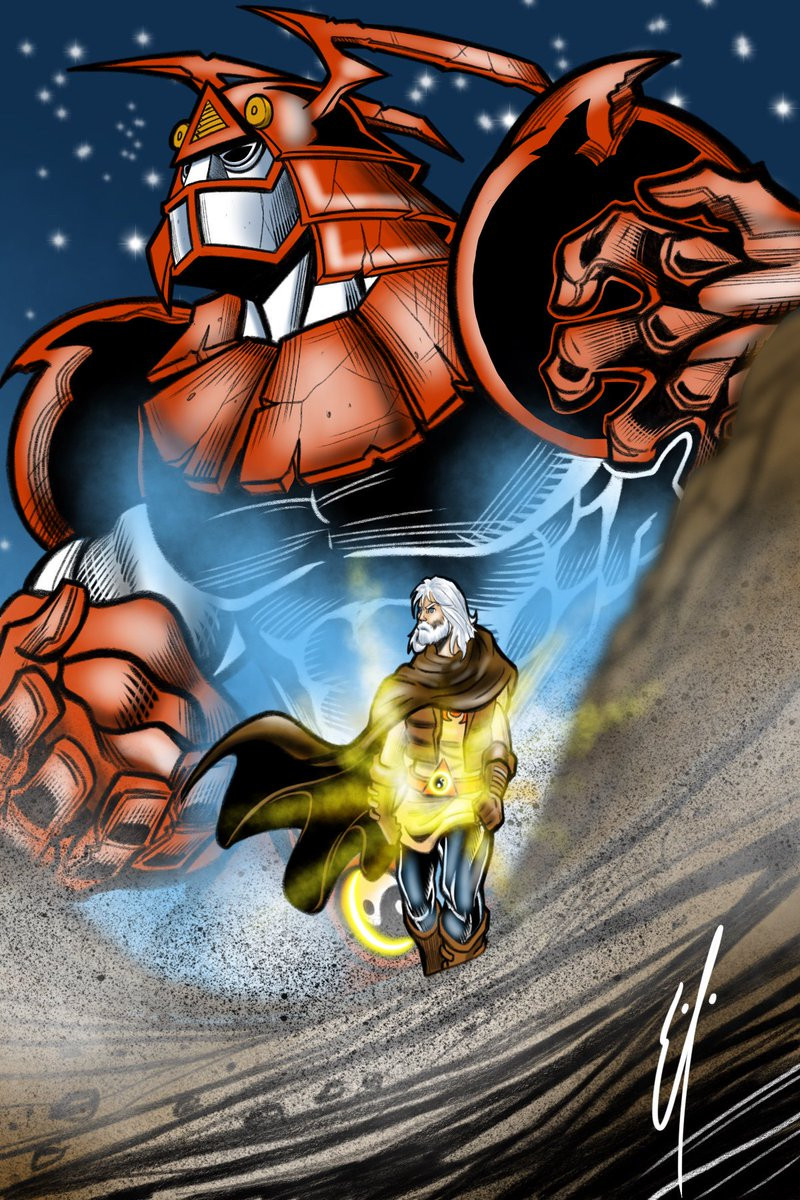 1boy, aged_up, armor, beard, belt, boots, cloak, commentary