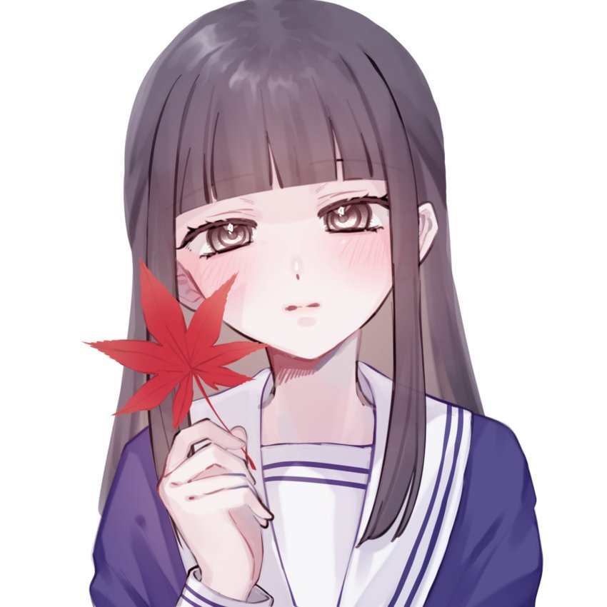 1girl, baby_(demotsu), blunt_bangs, blush, brown_eyes, fruits_basket, hand_up, highres