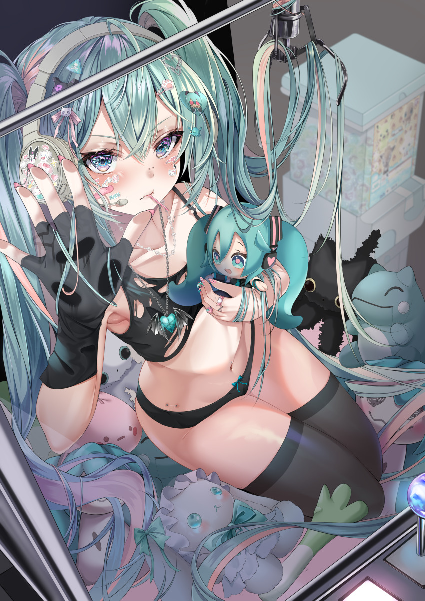 1girl, absurdres, aqua_hair, armpit_peek, bandaid, bandaid_on_cheek, bandaid_on_face, bead_necklace