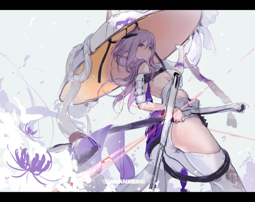 1girl, absurdres, armor, artist_name, ass, breasts, closed_mouth, commentary