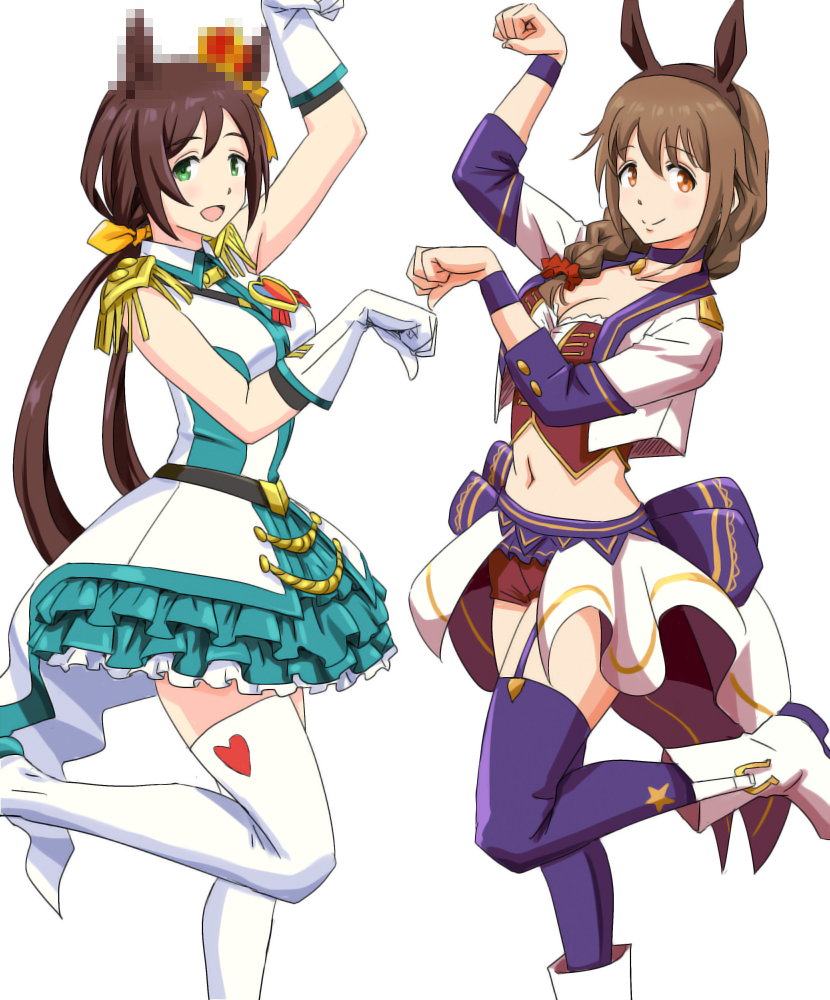 anbj, animal_ears, boots, braid, breasts, brown_eyes, brown_hair, brown_shorts