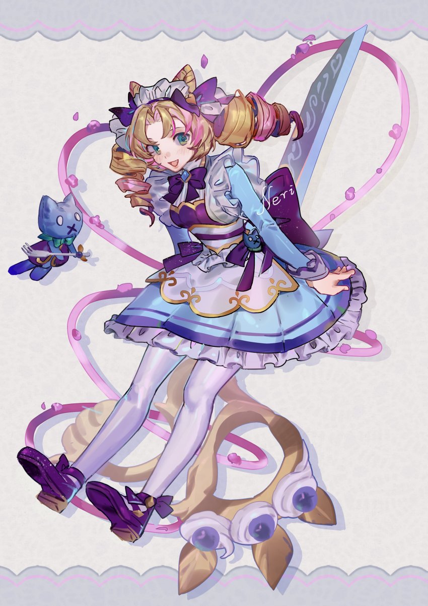 1girl, :d, absurdres, blonde_hair, blush, bow, bowtie, breasts