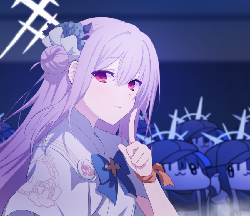 6+girls, :3, absurdres, atsuko_(blue_archive), baseball_cap, blondy_(ldlong), blue_archive, blue_bow