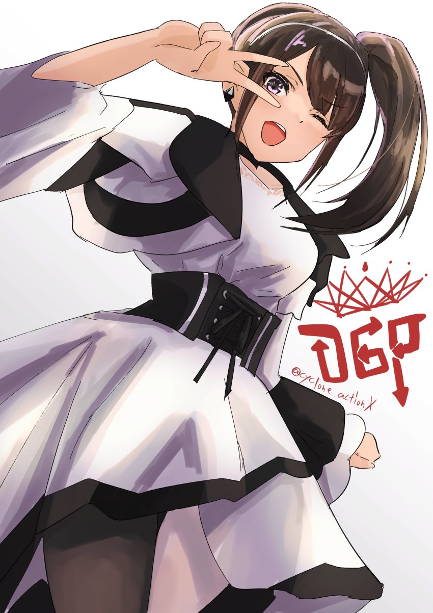 1girl, :d, absurdres, asymmetrical_footwear, asymmetrical_legwear, black_footwear, boots, breasts