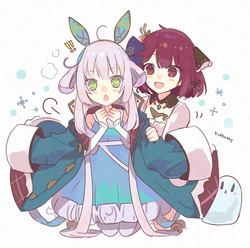 +_+, 2girls, atelier_(series), atelier_sophie, atelier_sophie_2, blush, breasts, brown_eyes