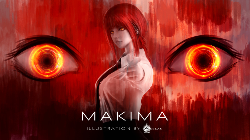 1girl, absurdres, black_necktie, braid, braided_ponytail, breasts, chainsaw_man, character_name