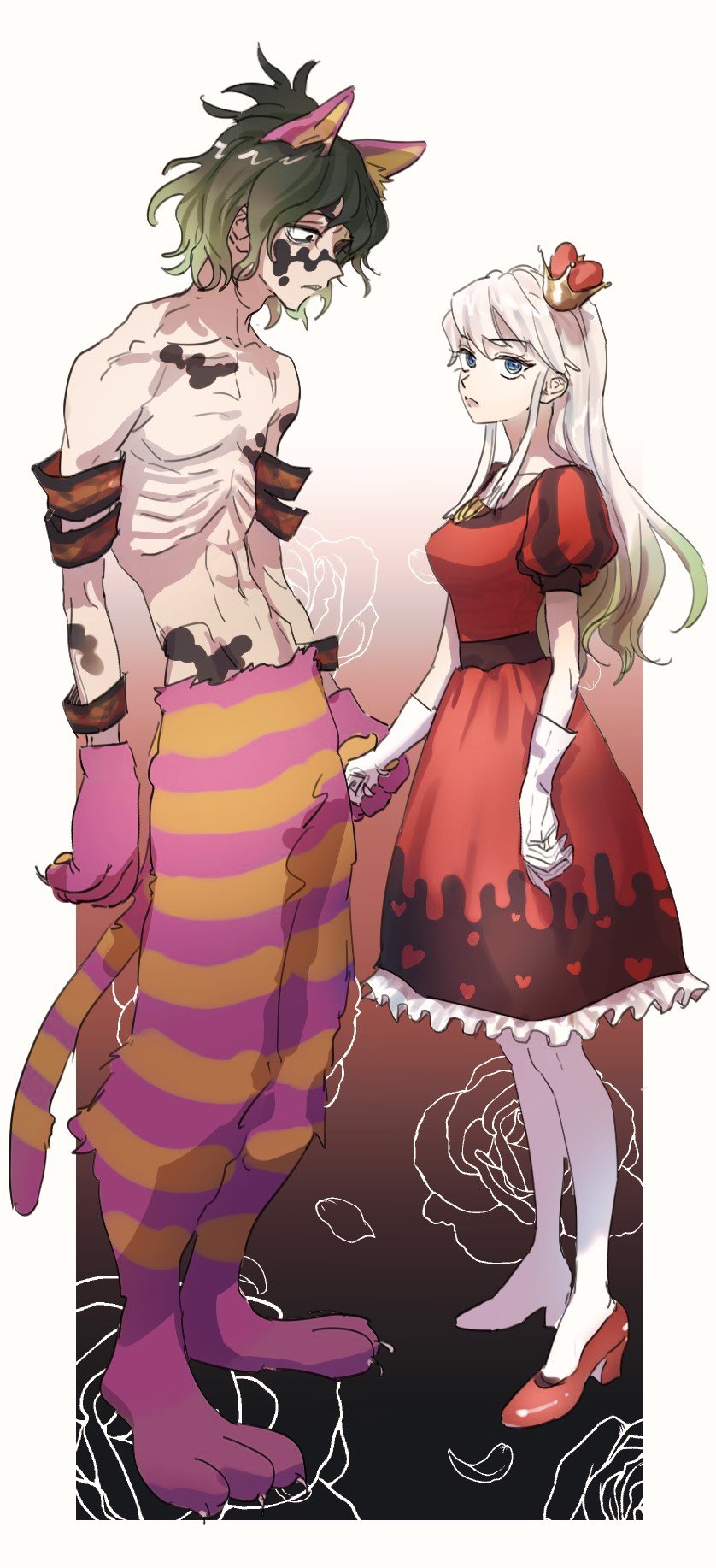 alice's_adventures_in_wonderland, animal_ears, armband, brother_and_sister, cat_ears, cat_tail, cheshire_cat_(alice_in_wonderland), cheshire_cat_(alice_in_wonderland)_(cosplay)