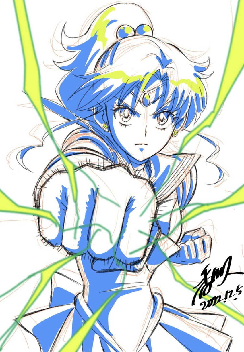 birthday_celebration, bishoujo_senshi_sailor_moon, fists, traditional_media, highres, kino_makoto, sailor_jupiter, tagme