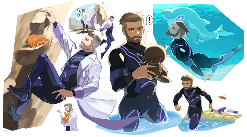 !, ..., 1boy, absurdres, bodysuit, climbing, closed_mouth, coat