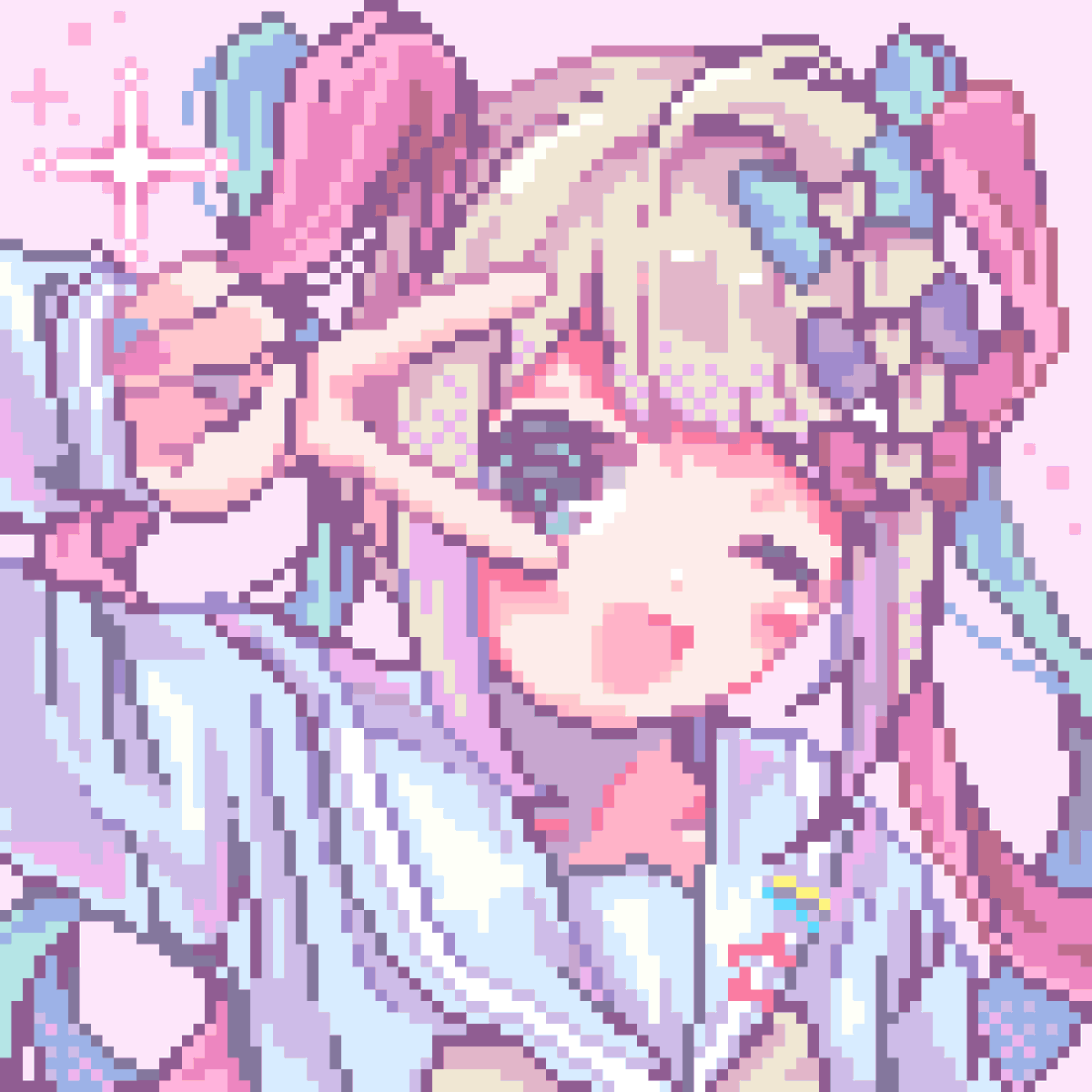 1girl, blonde_hair, blue_eyes, blue_hair, bow, chouzetsusaikawa_tenshi-chan, hair_bow, hair_ornament