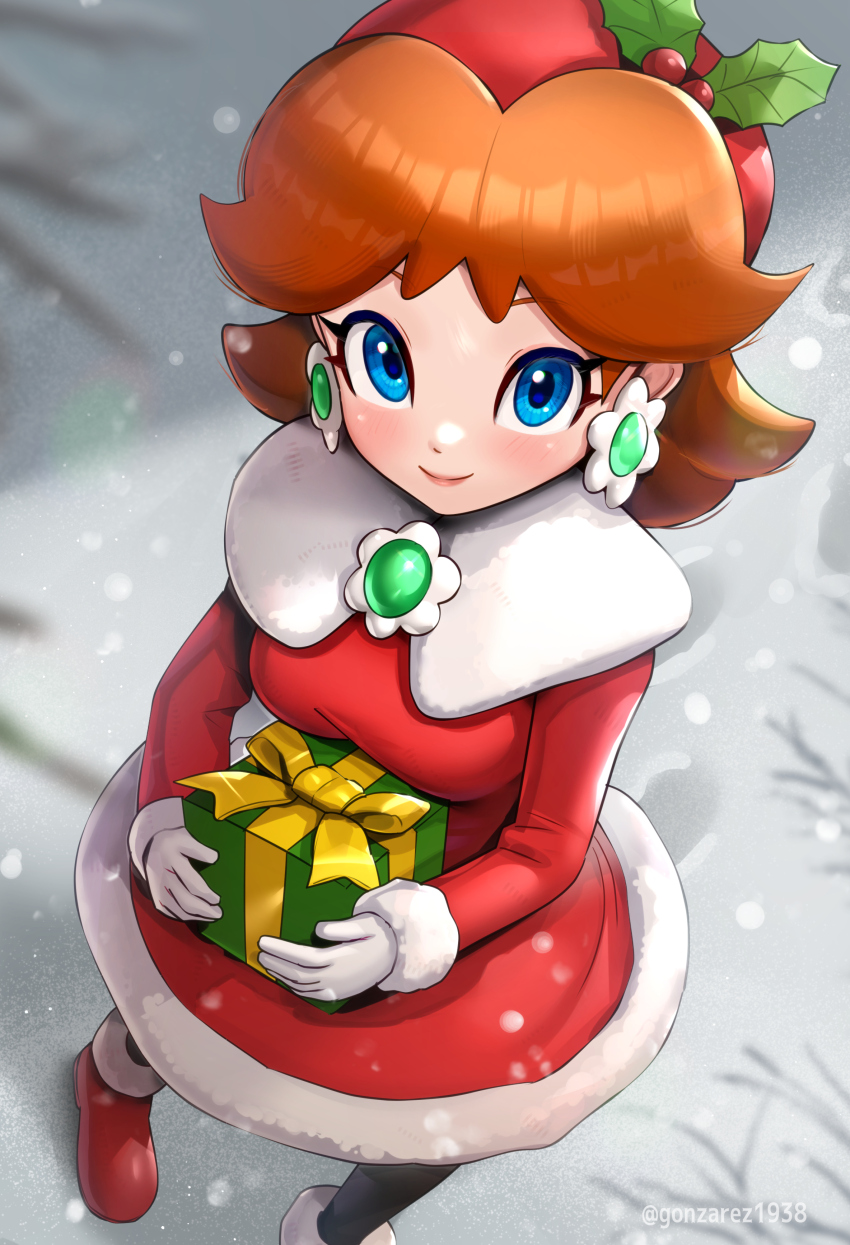 1girl, absurdres, alternate_costume, artist_name, black_pantyhose, blue_eyes, blush, boots