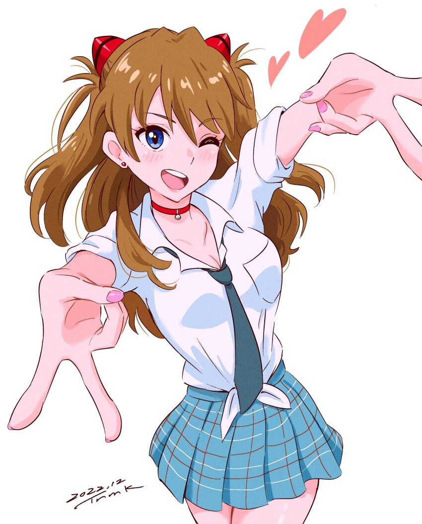 1girl, 2022, absurdres, bare_legs, blue_eyes, blush, breasts, brown_hair