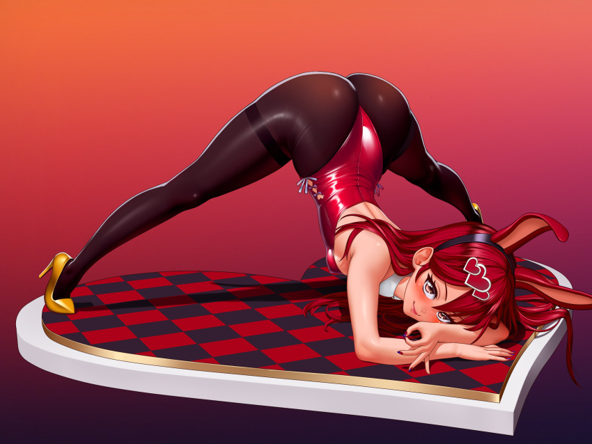 1girl, aged_down, all_fours, alternate_costume, animal_ears, ass, backless_leotard, bare_shoulders