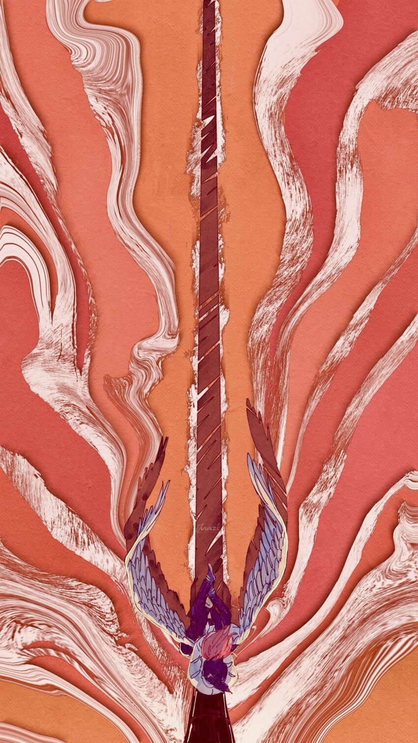 2boys, angel, angel_devil_(chainsaw_man), angel_wings, artist_name, black_hair, brown_hair, chainsaw_man