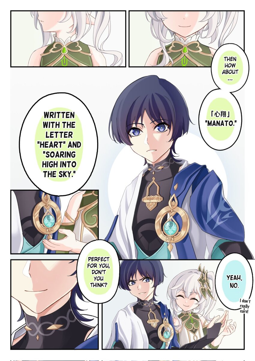 1boy, 1girl, ^_^, black_shirt, closed_eyes, comic, commentary, cross-shaped_pupils