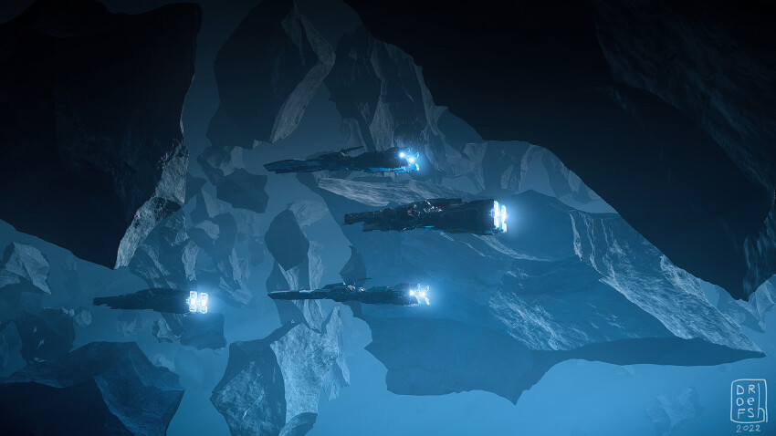 blue_theme, dofresh, highres, infinite_fleet, no_humans, scenery, science_fiction, space