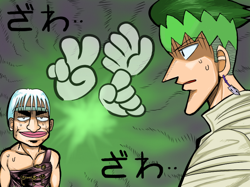 2boys, funai, itou_kaiji, jojo_no_kimyou_na_bouken, tobaku_mokushiroku_kaiji, kishibe_rohan, multiple_boys, oyanagi_ken, parody, ryuda, ryurokuman