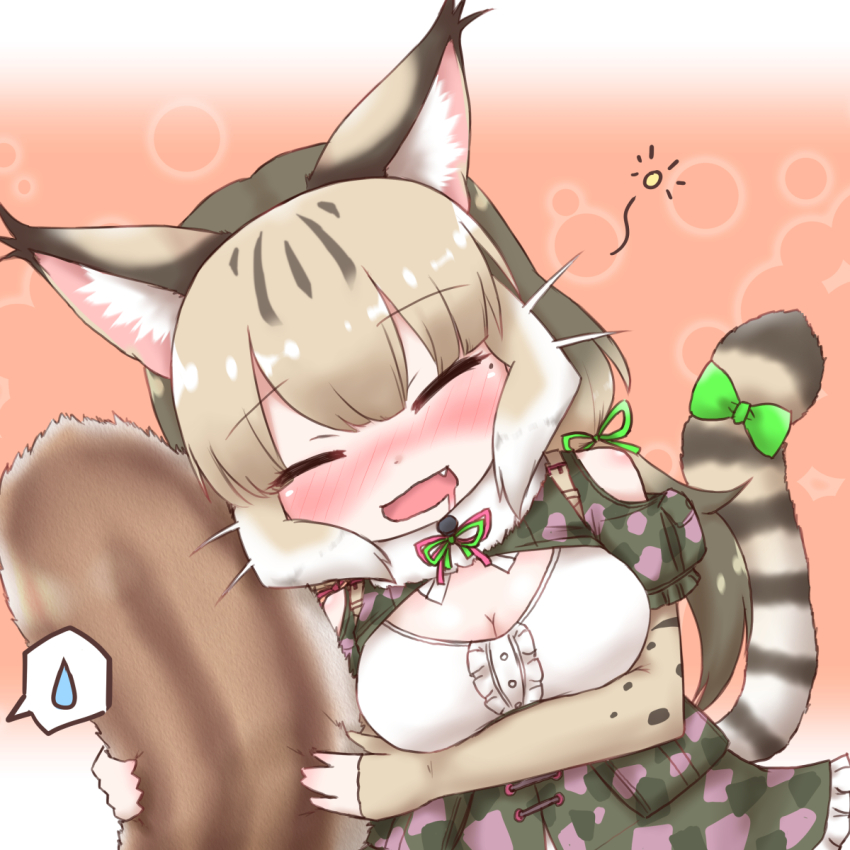 animal_costume, animal_ear_fluff, animal_ears, bare_shoulders, blush, cat_ears, cat_girl, cat_tail