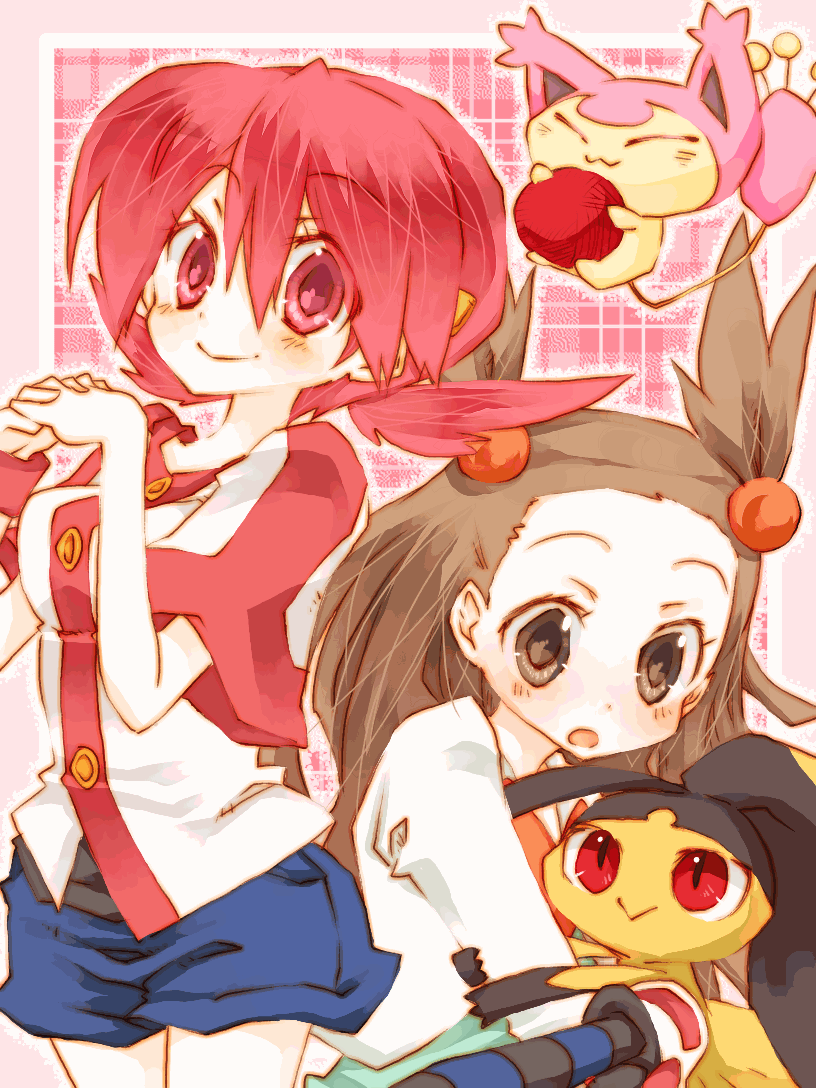 00s, 2girls, amamiya_kabosu, bad_id, bad_pixiv_id, bow, brown_eyes, brown_hair