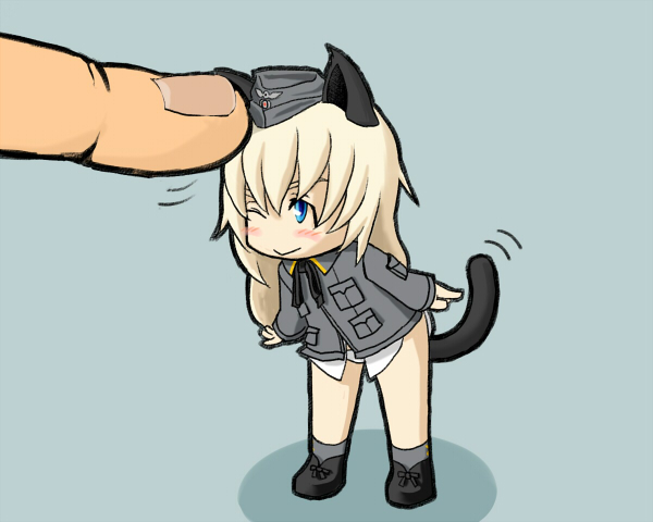 1girl, animal_ears, bad_id, bad_pixiv_id, cat_ears, cat_tail, chibi, hat