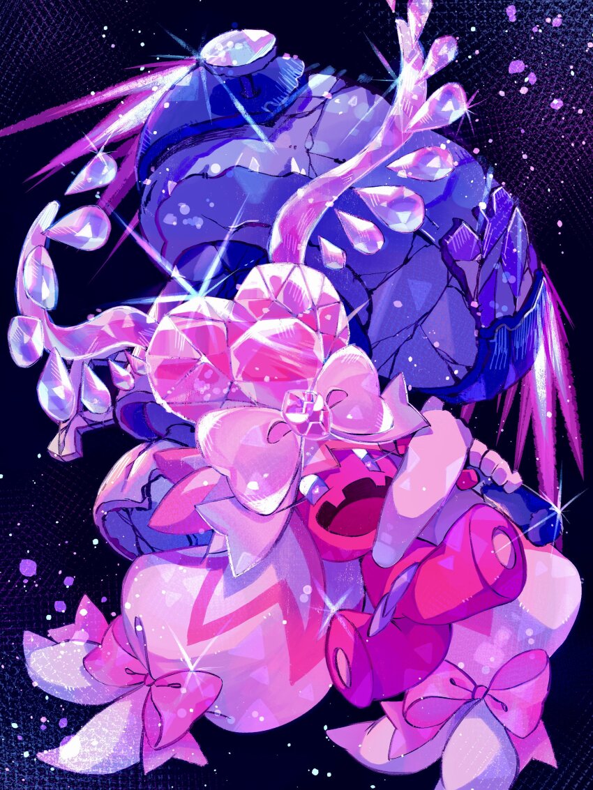 1other, absurdres, bow, braid, colored_skin, crystal, g_c_hori, hammer