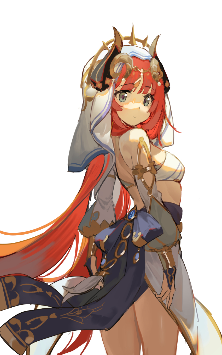 1girl, absurdres, arms_at_sides, blue_bow, blue_eyes, bow, breasts, bridal_gauntlets